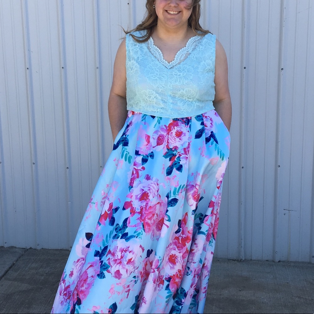 Gorgeous multi color prom dress only worn once!